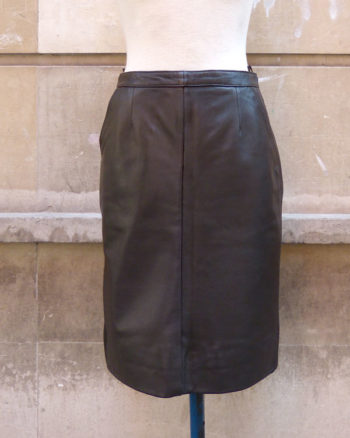 Hazelnut leather skirt with side pockets